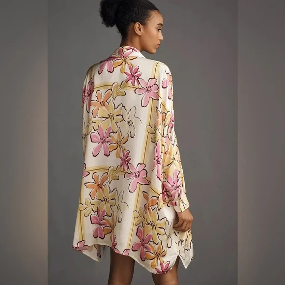 corey lynn calter long-sleeve printed mini shirt dress Corey Lynn Calter Long-sleeve Printed Mini Shirt Dress In Blue